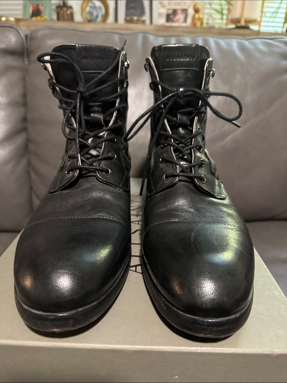 Allsaint’s Men's Black Leather Lace-Up Mikkel Boots